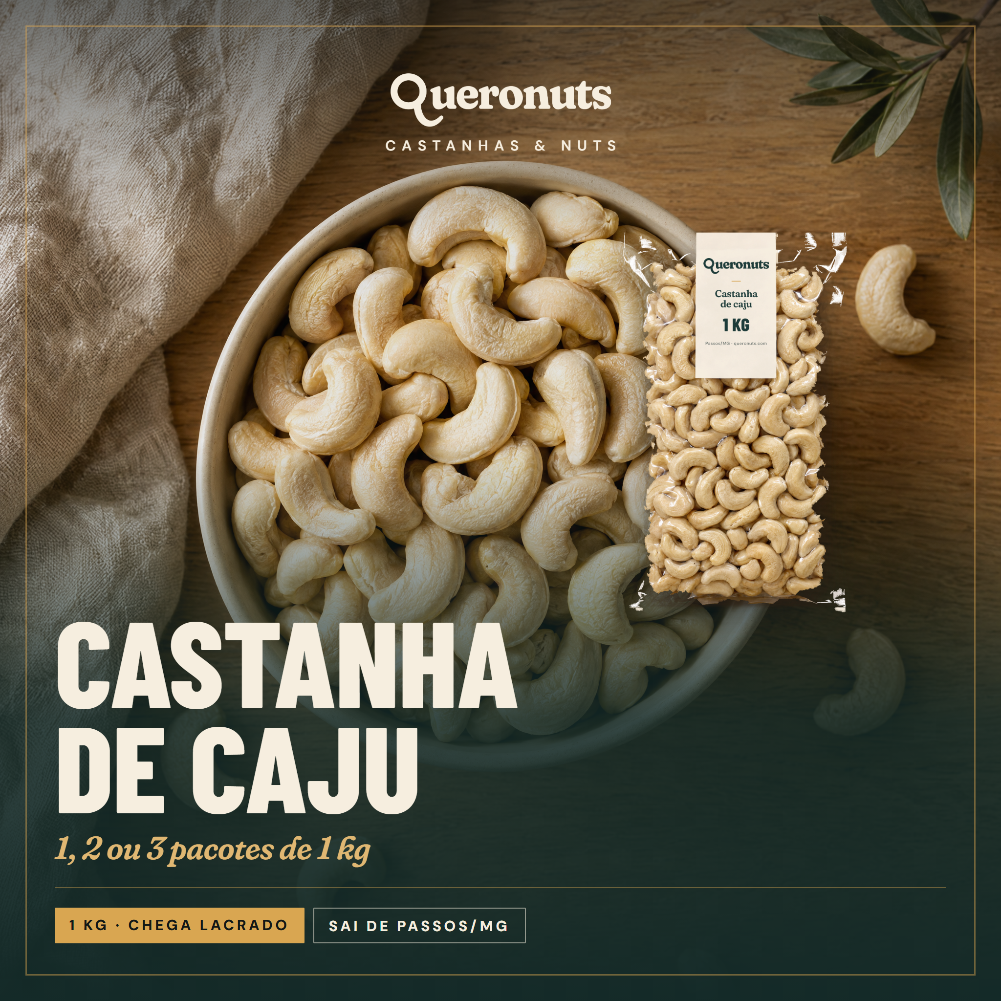 Castanha de caju — 1 kg, 2 ou 3 pacotes · chega lacrado