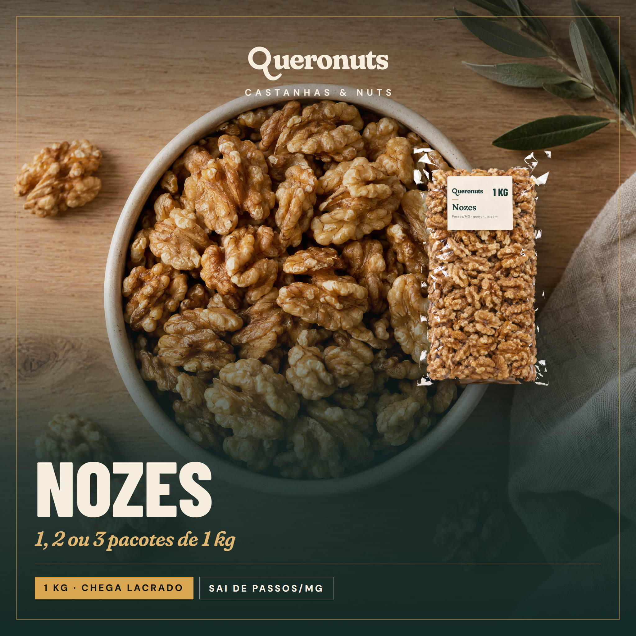 Nozes — 1 kg, 2 ou 3 pacotes · chega lacrado