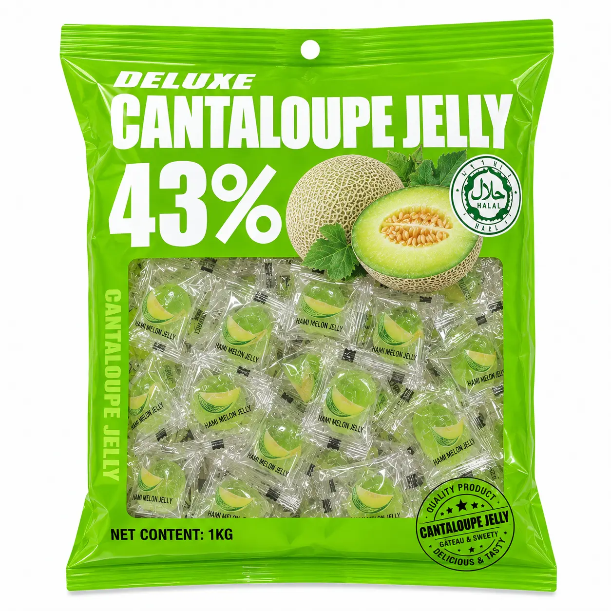 Bala Jelly de Melão Cantaloupe — 43% Suco de Fruta
