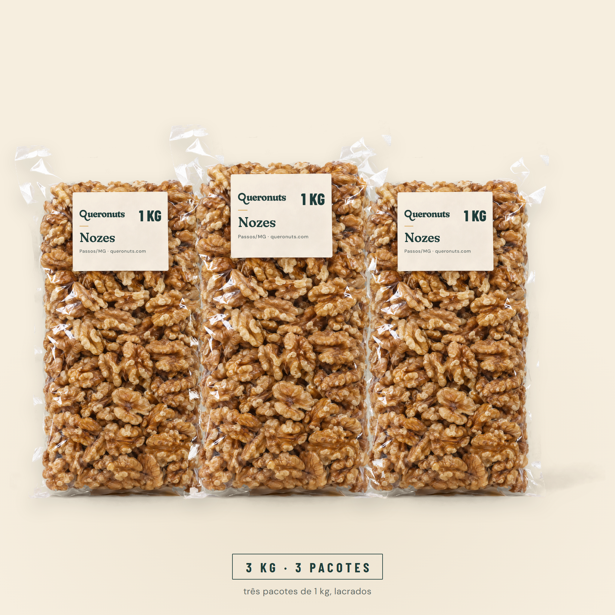 Nozes — 1 kg, 2 ou 3 pacotes · chega lacrado