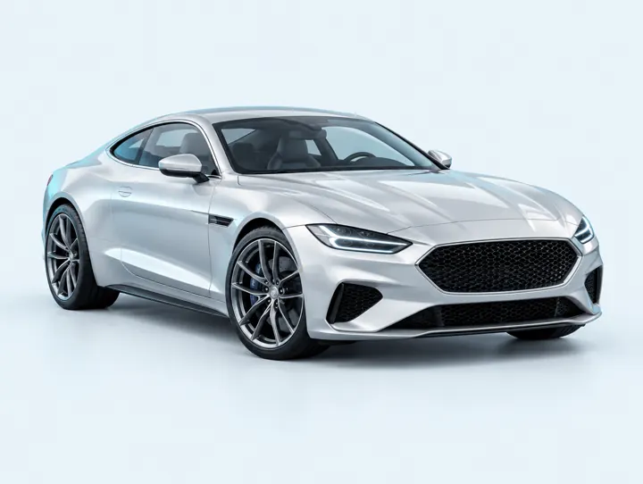 3D render of a silver sports coupe