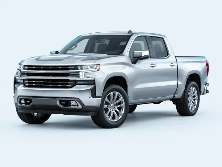 3D render of a silver crew cab pickup truck
