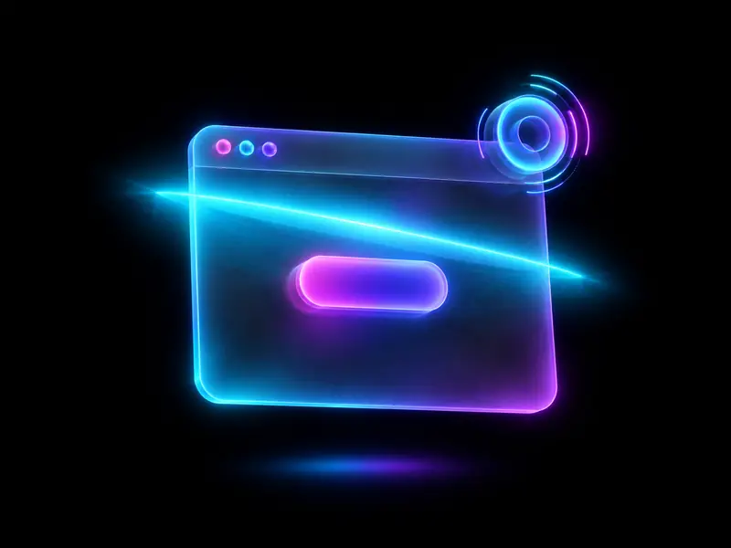 Glass browser window being scanned by a beam of light