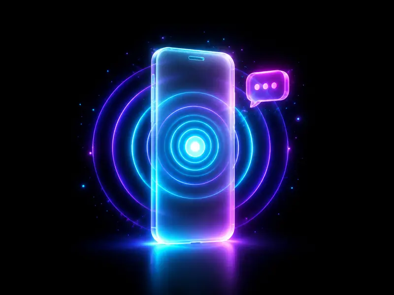 Glass smartphone with glowing rings of an incoming call